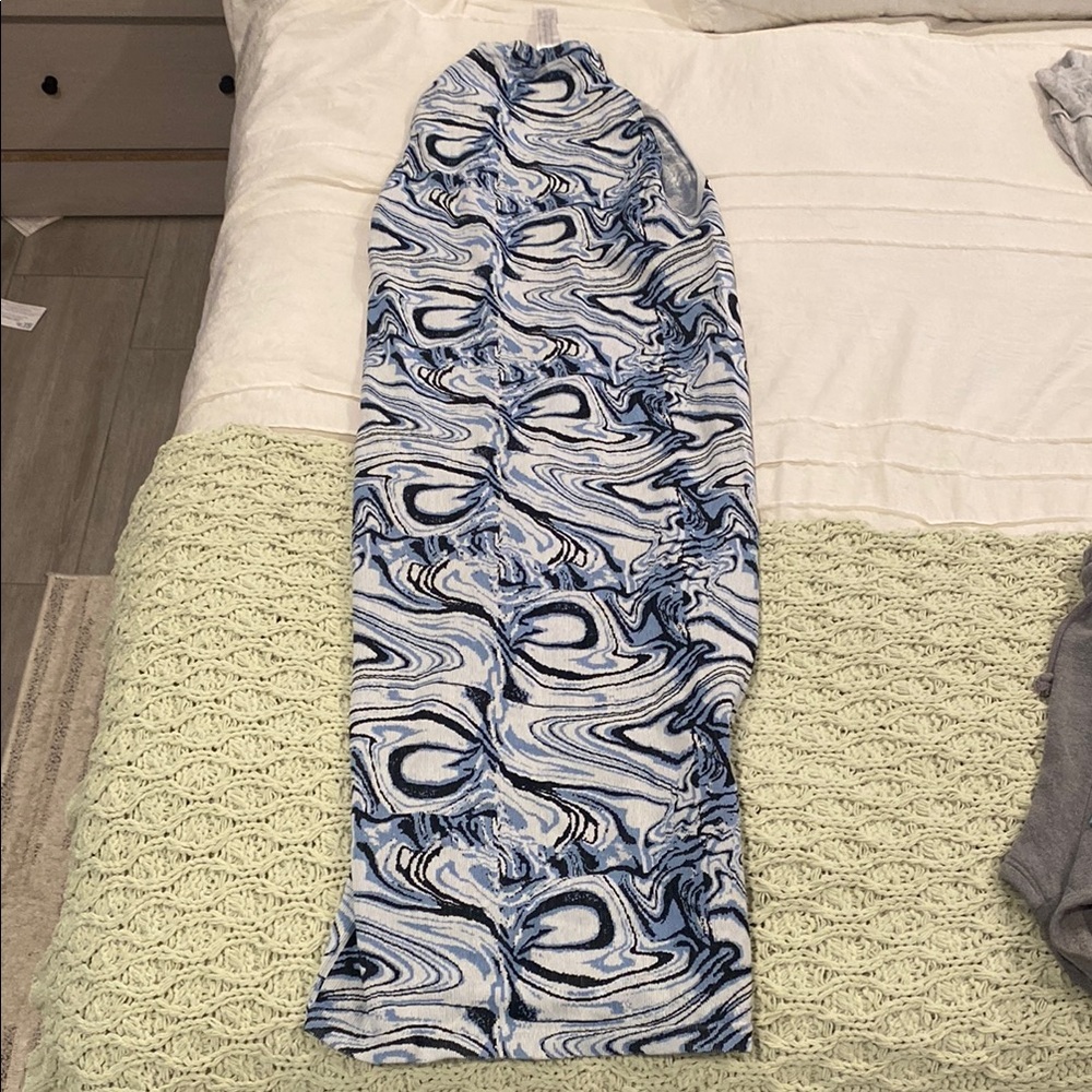 Blue and White Swirl Pattern Skirt